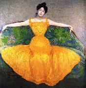 Max Kurzweil Mujer con un vestido amarillo oil on canvas